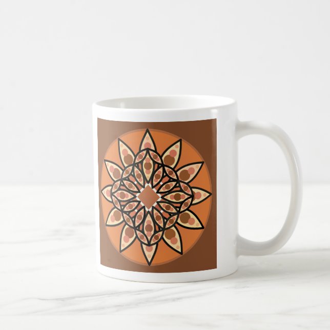 Caneca De Café Padrão de mandala em chocolate, terracota e ferrug (Direita)