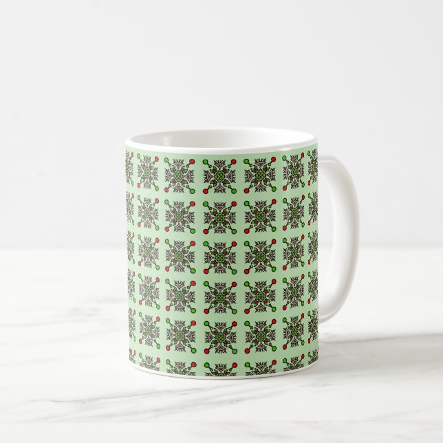 Caneca De Café Padrão de Mandala Floral (Frente Esquerda)