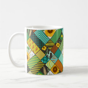 Caneca De Café Padrão de manta sem costura com cereais, girassol