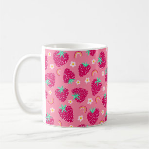 Caneca De Café Padrão de margarida arco-íris de morango