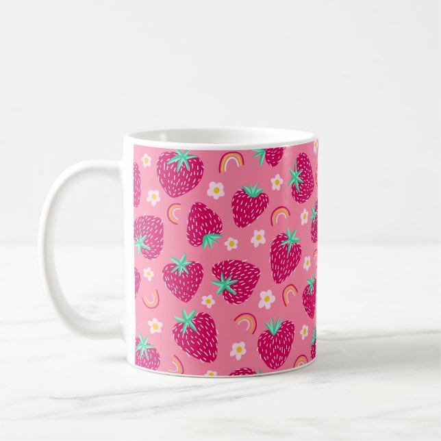 Caneca De Café Padrão de margarida arco-íris de morango (Esquerda)