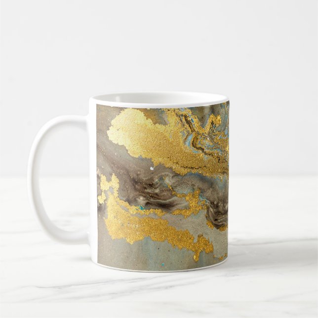 Caneca De Café Padrão de mármore azul e ouro (Esquerda)