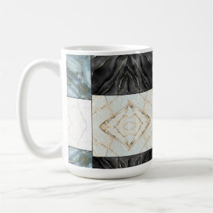 Caneca De Café Padrão de mármore branco e preto na moda Dourado