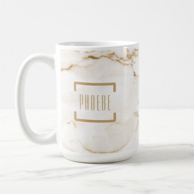 Caneca De Café Padrão de mármore com efeito de ouro moderno (Esquerda)