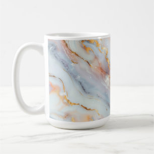 Caneca De Café Padrão de Mármore Fluido com Pêssego, Cinza e Dour
