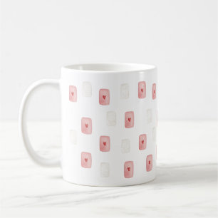 Caneca De Café Padrão de Marshmallow com Coração Rosa – Kawaii Do