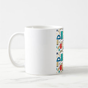 Caneca De Café Padrão de Material Escolar de Professor Retro