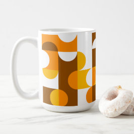 Caneca De Café Padrão de Meios Círculos Marrom Branco Laranja Ama