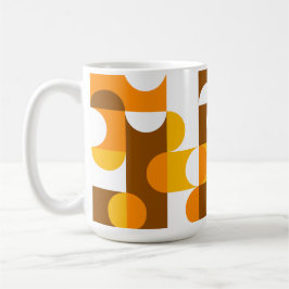 Caneca De Café Padrão de Meios Círculos Marrom Branco Laranja Ama