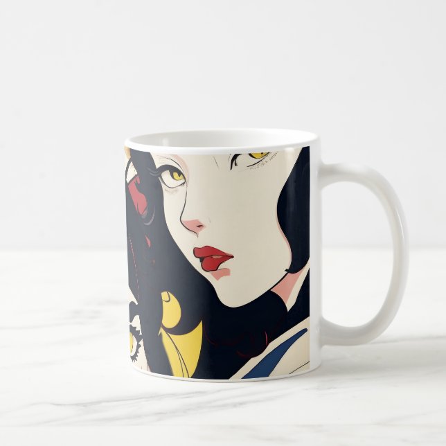 Caneca De Café Padrão de Meninas de Gatos Animes (Direita)