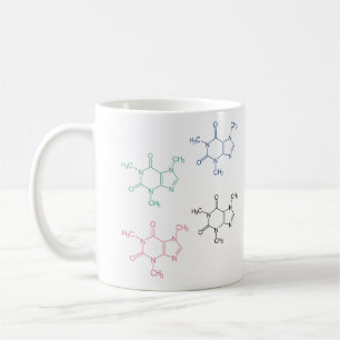 Caneca De Café Padrão de Molécula de Cafeína Colorida