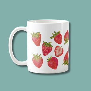 Caneca De Café Padrão de morango bonito - Design de Fruta diverti
