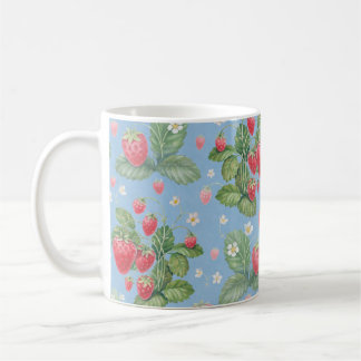 Caneca De Café Padrão de morango de aquarela