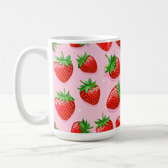 Caneca De Café Padrão de morango deliciosos morangos apetitosos (Esquerda)