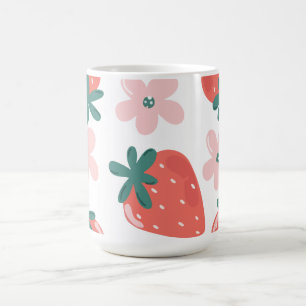 Caneca De Café Padrão de morango e flor