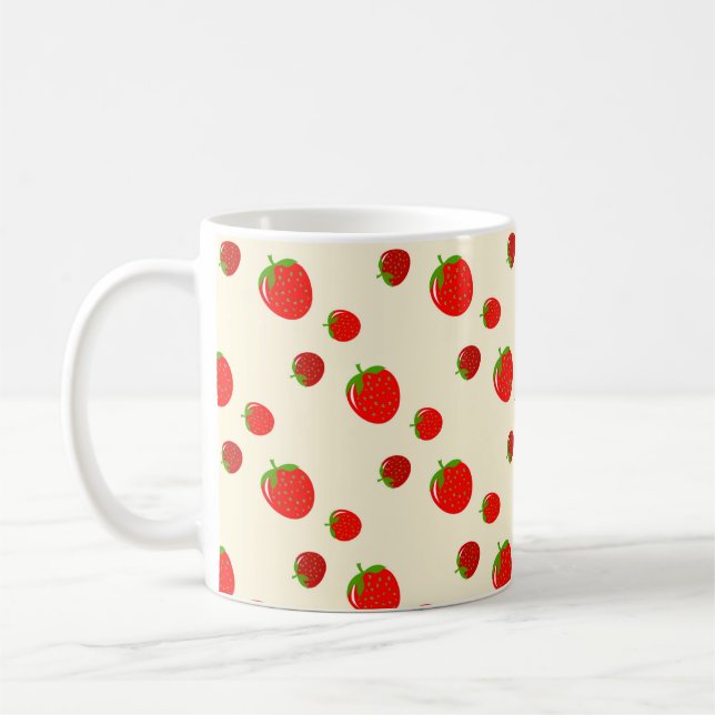 Caneca De Café Padrão de morango vermelho a rosa pálido (Esquerda)