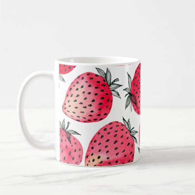 Caneca De Café Padrão de morangos aquosos. (Esquerda)