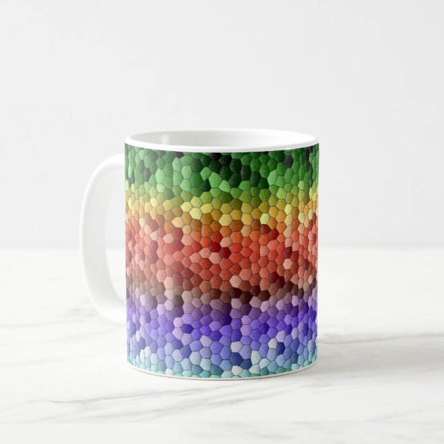 Caneca De Café Padrão de Mosaico Arco-íris (Frente Esquerda)