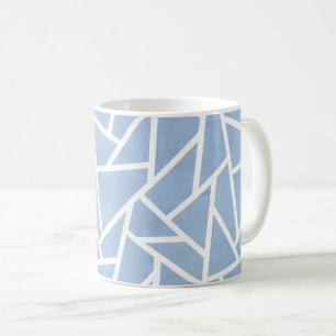Caneca De Café Padrão de mosaico branco e azul pálido