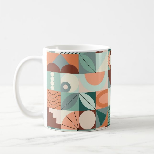 Caneca De Café Padrão de mosaico geométrico abstrato e contínuo. (Esquerda)