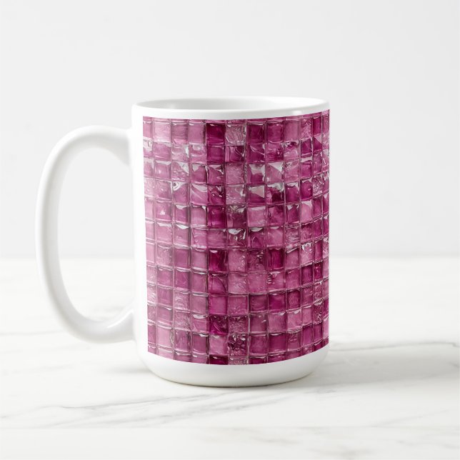 Caneca De Café Padrão de mosaico rosa (Esquerda)