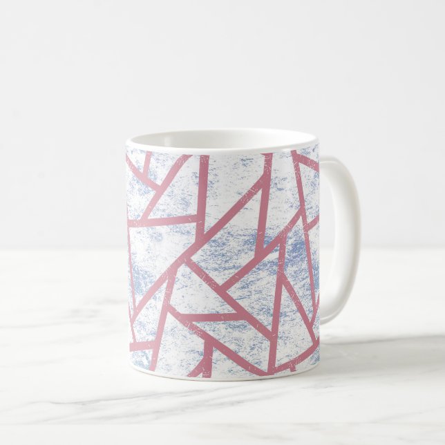 Caneca De Café Padrão de mosaico rosa e azul (Frente Esquerda)