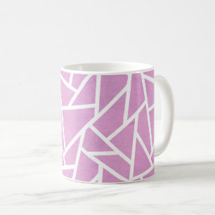 Caneca De Café Padrão de mosaico rosa e branco