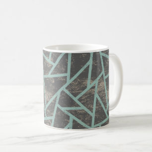 Caneca De Café Padrão de mosaico verde-claro e cinza