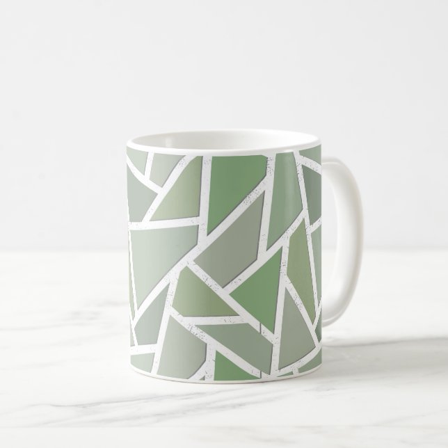 Caneca De Café Padrão de mosaico verde-oliva (Frente Esquerda)