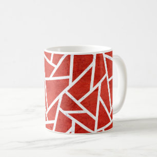 Caneca De Café Padrão de mosaico vermelho e branco
