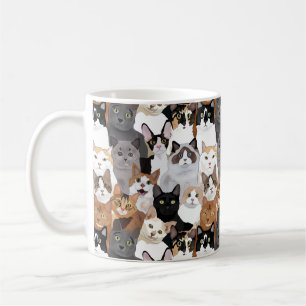 Caneca De Café Padrão De Muitos Gatos Frescos Para Pás De Gato