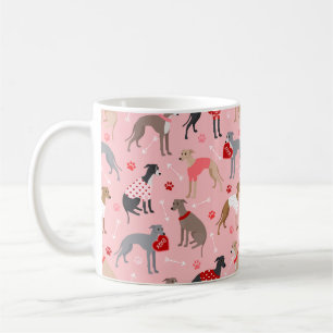 Caneca De Café Padrão de Namorados de Greyhound Italiano