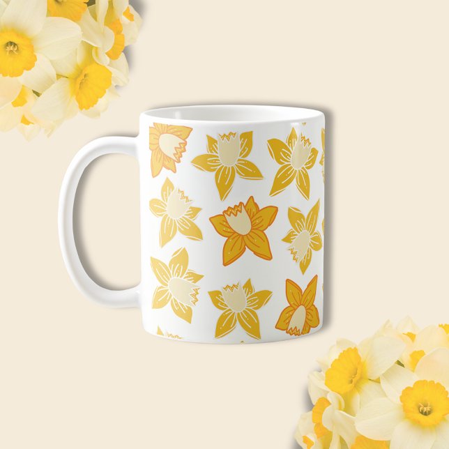 Caneca De Café Padrão de Narciso da Primavera (Daffodil spring floral coffee mug)
