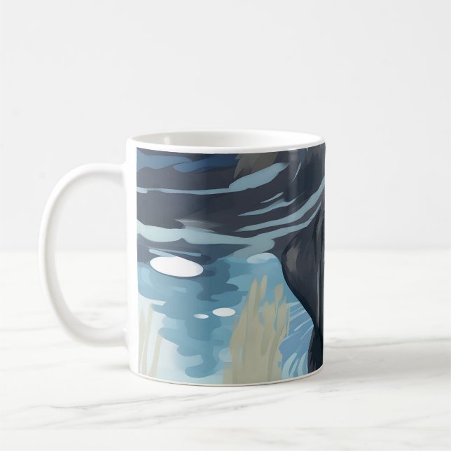 Caneca De Café Padrão de Natação do Labrador Preto (Esquerda)