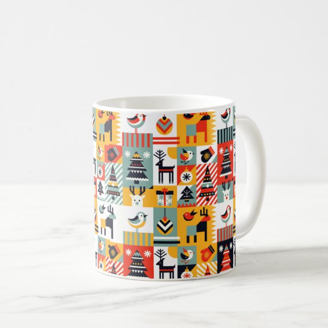 Caneca De Café Padrão de Natal (Frente Esquerda)
