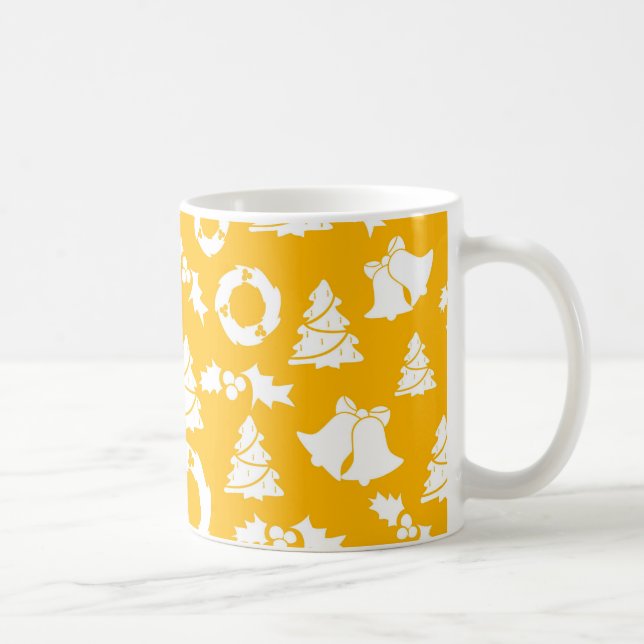 Caneca De Café Padrão de Natal Amarelo (Direita)