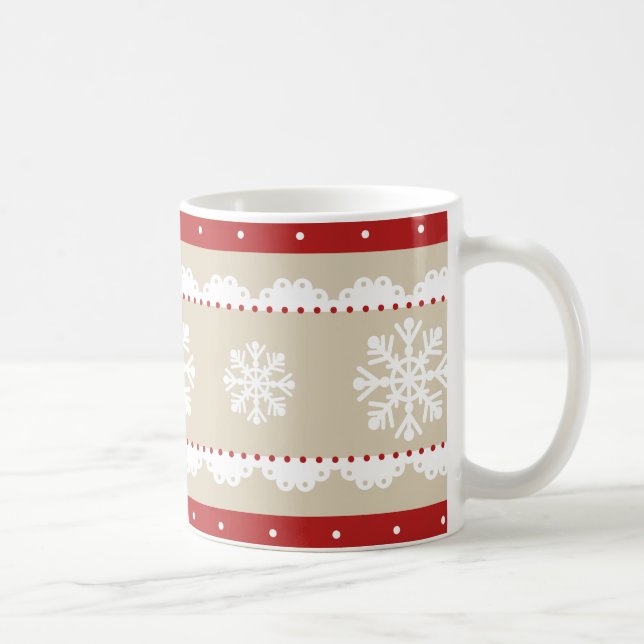 Caneca De Café Padrão de Natal Branco na moda Cream (Direita)