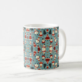 Caneca De Café Padrão de Natal com fundo azul