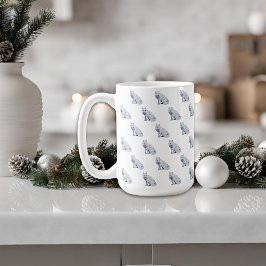 Caneca De Café Padrão de Natal da Raposa Árctica Branca de Aquare