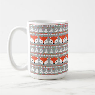 Caneca De Café Padrão de Natal das raposas de inverno