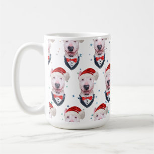 Caneca De Café Padrão de Natal de Cachorro Bull Terrier Fofo