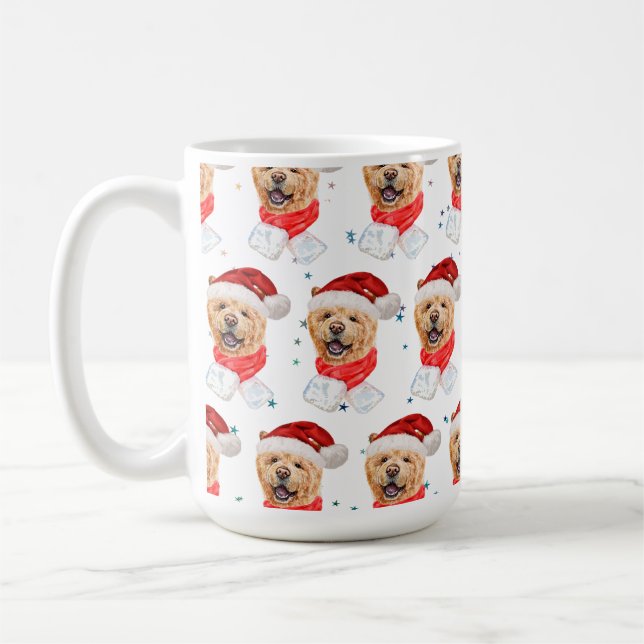 Caneca De Café Padrão de Natal de Cachorro Chow Chow Fofo (Esquerda)