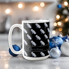 Caneca De Café Padrão de Natal de Raposa Árctica de Aquarela Pers