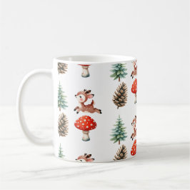 Caneca De Café Padrão de Natal de Rena Bebê Saltitante Fofa