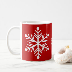 Caneca De Café Padrão de Natal do Floco de Neve Vermelho e Branco