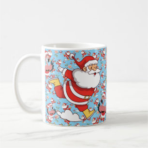 Caneca De Café Padrão de Natal do Papai Noel Flamingo Tropical