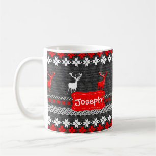 Caneca De Café Padrão de Natal dos cervos escandinavos personali
