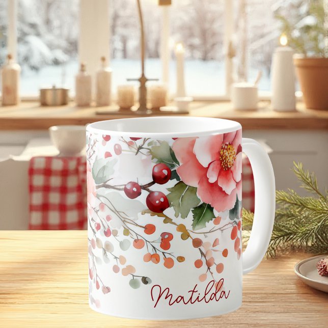 Caneca De Café Padrão de Natal Festivo com Balas e Flores (Criador carregado)