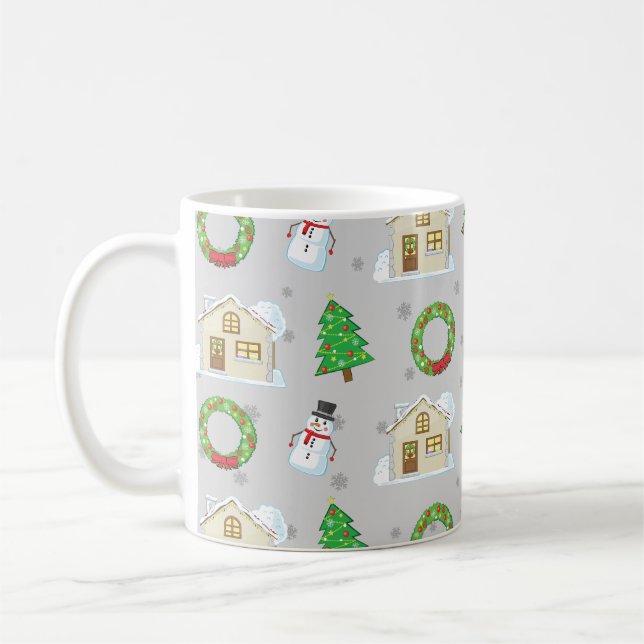 Caneca De Café Padrão de Natal - Fundo das Cinzas (Esquerda)