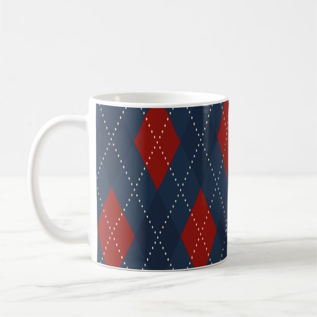 Caneca De Café Padrão de Natal Real Blue Argyle (Esquerda)